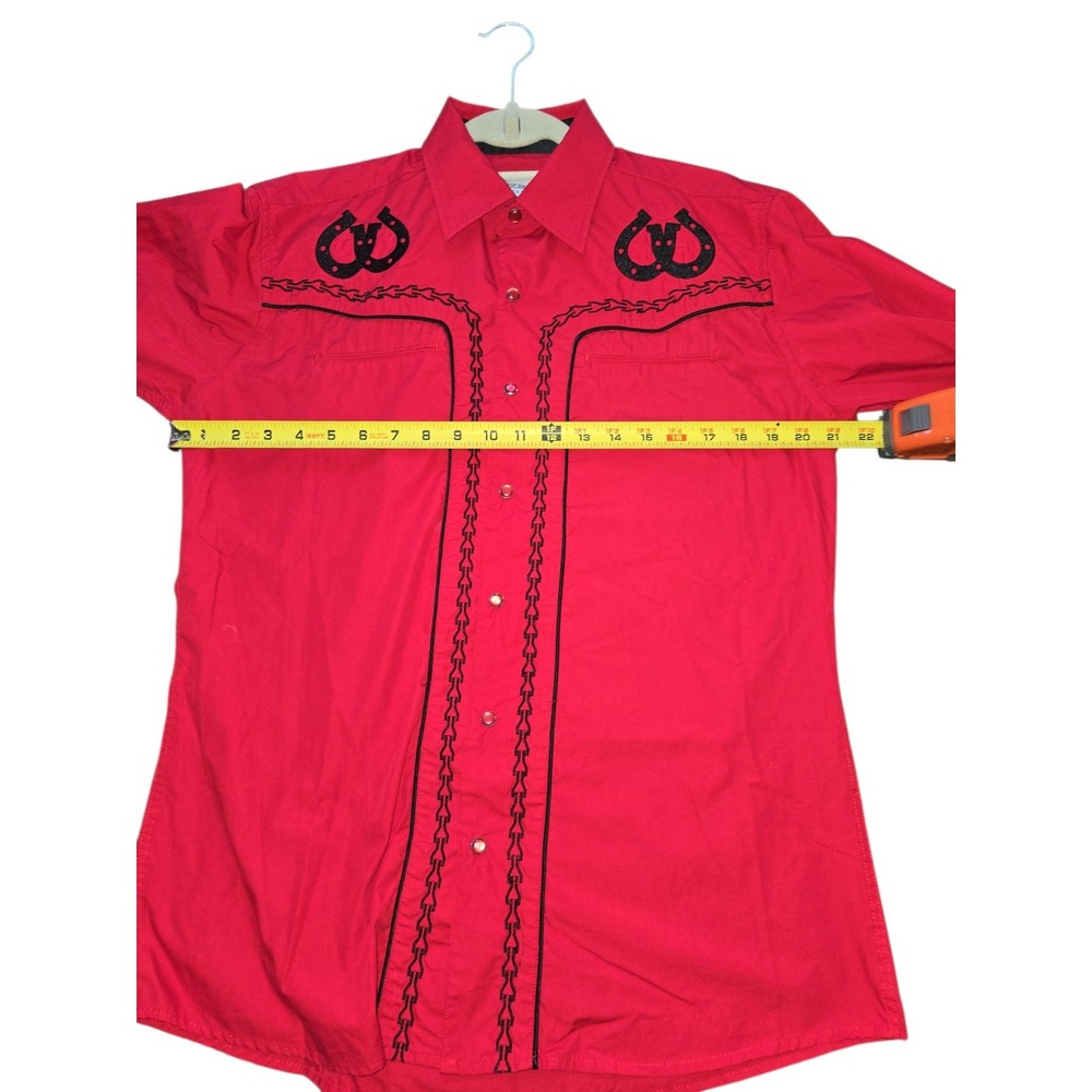 Ace Of Diamond Western Shirt Men's M Embroidered Pearl Snap Shirt Red EUC - Picture 6 of 16